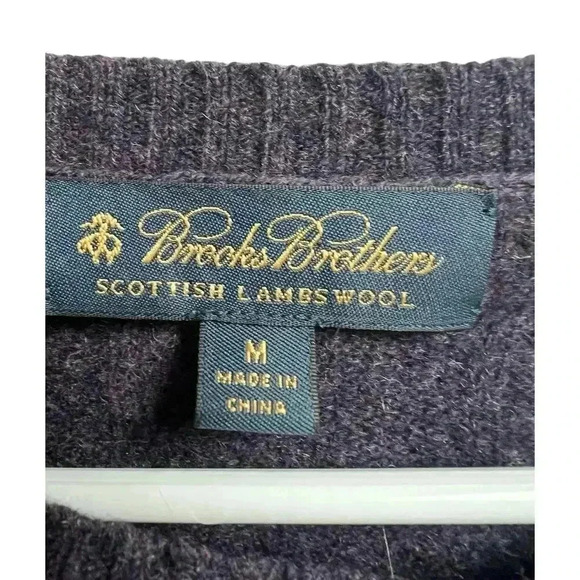 Brooks Brothers Lambswool Cable Crewneck Sweater Purple Medium Women's - Picture 2 of 7